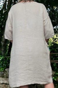 Robe lin femme grande taille - motif floral, col V, féminine.