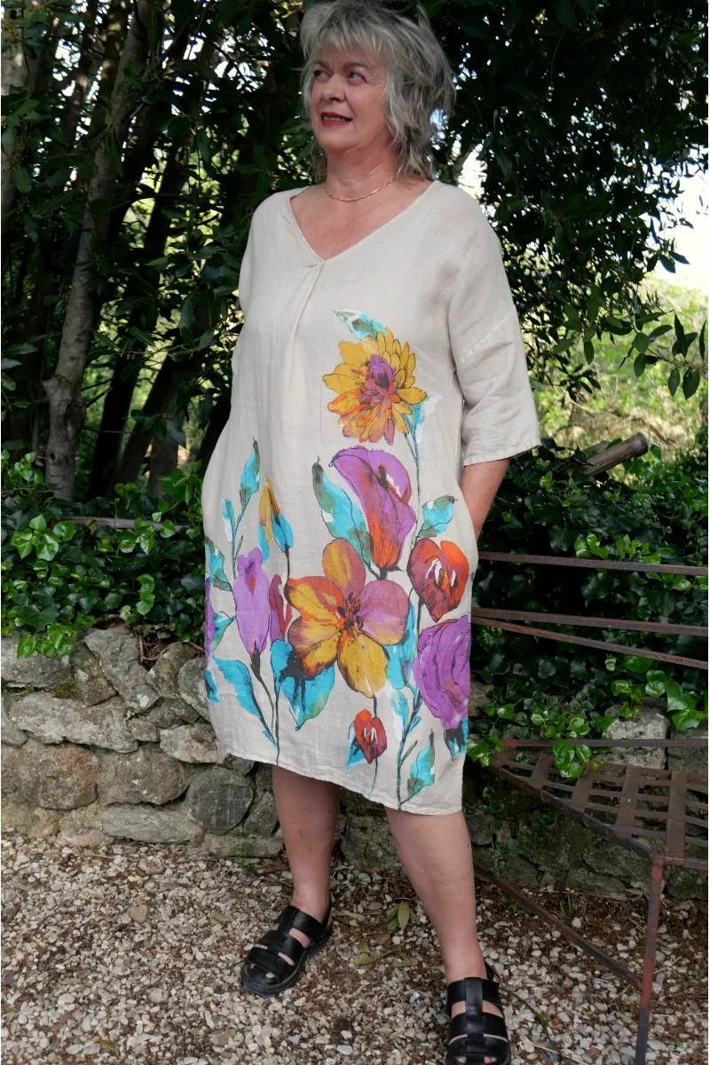 Robe lin Florie beige