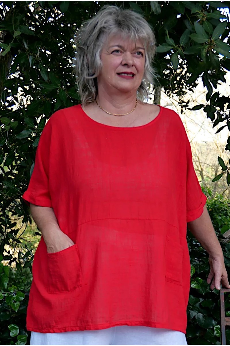 Tunique coton Pauline rouge