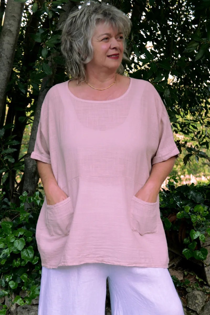 Tunique coton Pauline lait fraise