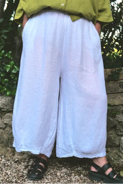 Pantalon large en lin - femme grande taille - naturel et confortable