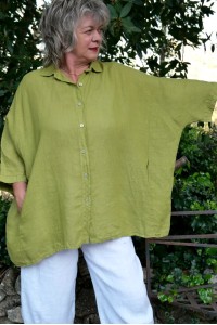 Chemise lin Romy over size vert pistache