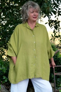Chemise lin Romy over size vert pistache