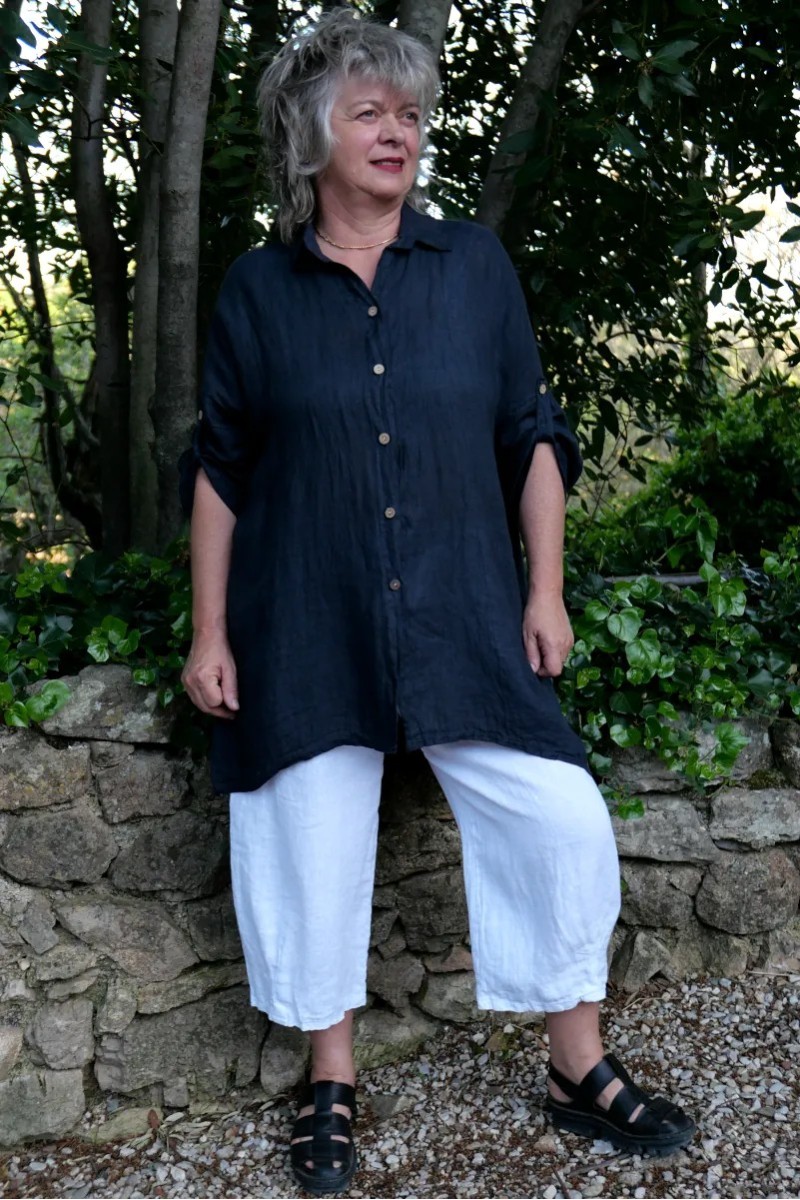 Chemise lin Loisa Bleu marine