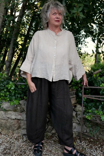 Chemise lin Malo Beige et Pantalon Aldebert choco