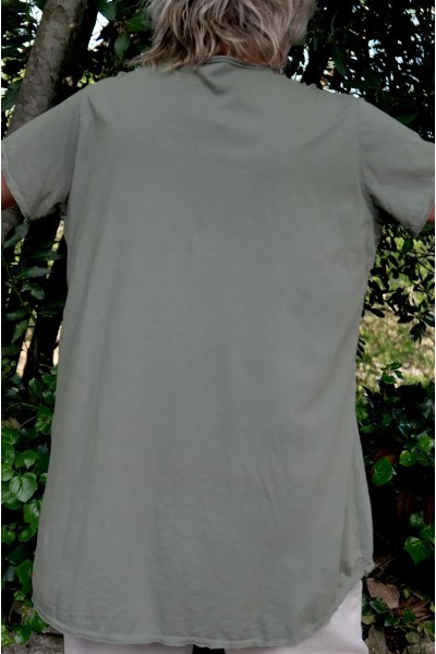 T-shirt coton femme grande taille - col V, élasthanne, confortable.