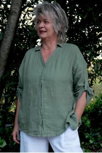 Chemise lin Iris Kaki