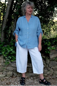 Chemise lin Iris Bleu jean