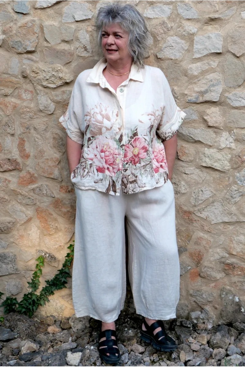 Chemise en lin Eulalie Beige et Pantalon lin Leopold Beige