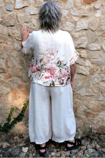 Chemise lin femme grande taille beige - naturelle et confortable
