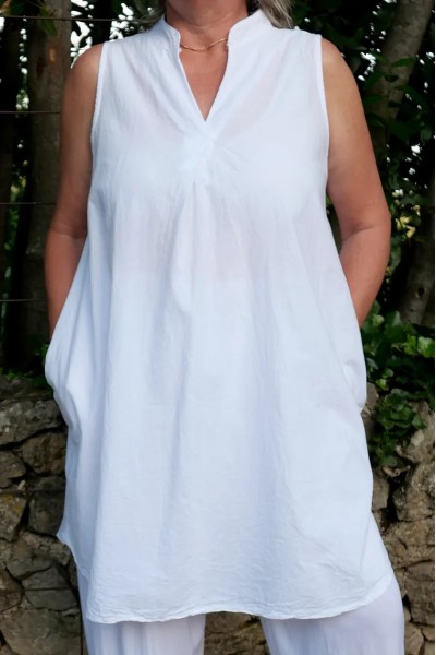 Robe coton col V, femme grande taille