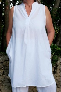 Robe coton col V, femme grande taille