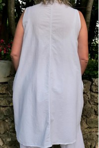 Robe coton blanche grande taille sans manche, confortable