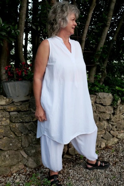 Robe coton Joséphine Blanche et Pantalon ultra léger Zéphir Blanc