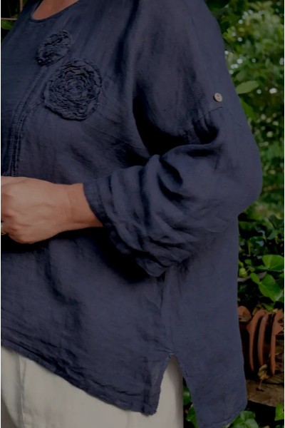 Top lin femme grande taille avec manches 3/4
