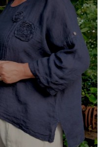 Top lin femme grande taille avec manches 3/4