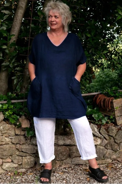 Tunique lin grande taille Virginie Bleu marine