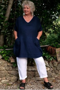 Tunique lin grande taille Virginie Bleu marine