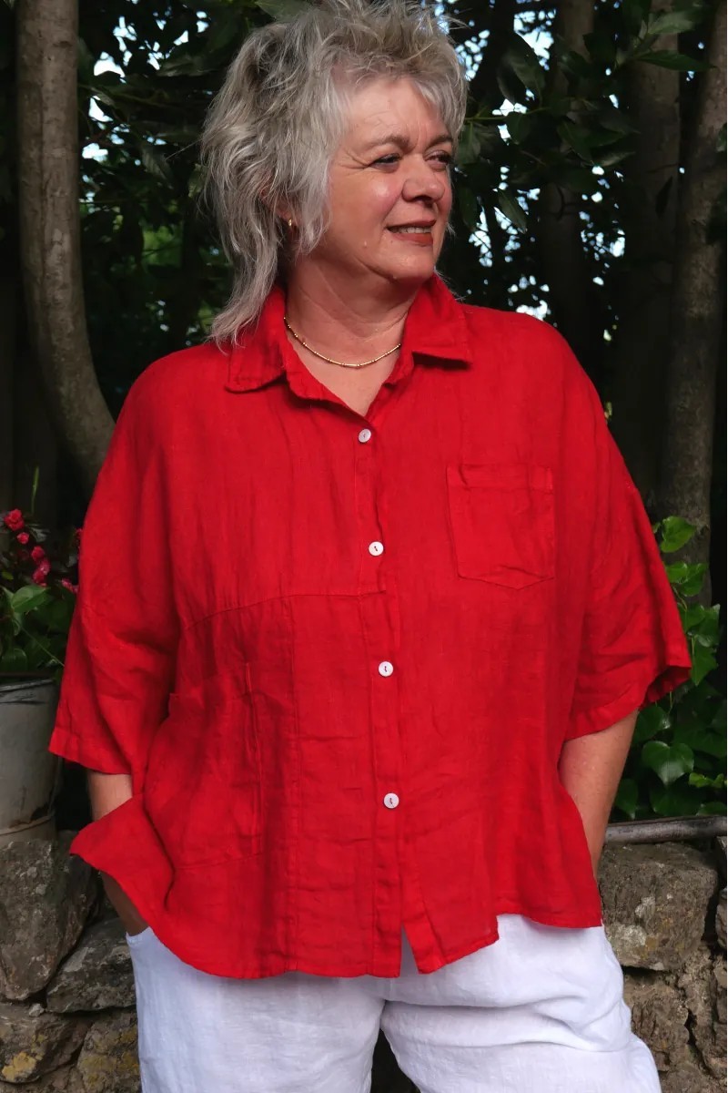 Chemise lin Armelle Rouge