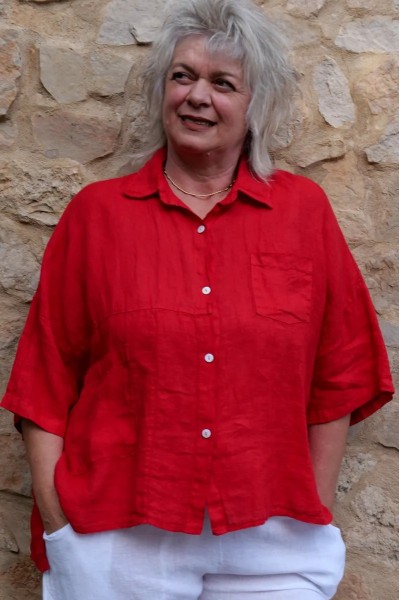 Chemise lin Armelle rouge, légère et confortable