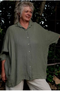 Chemise lin Romy over size kaki