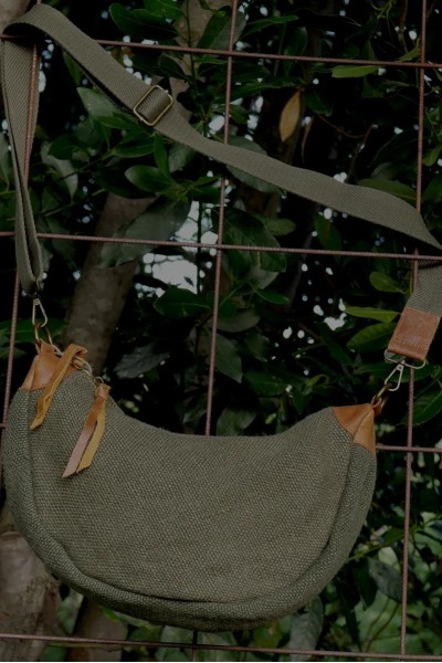 Sac toile de jute de lin, bandoulière réglable