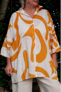 Chemise coton Solenne moutarde