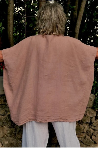Haut tunique en lin naturel, confortable & fluide, couleur douce