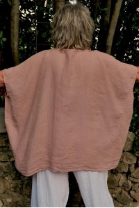 Haut tunique en lin naturel, confortable & fluide, couleur douce