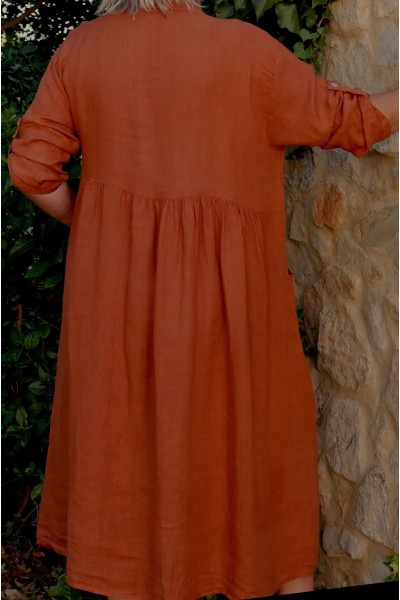 Robe / Veste lin femme grande taille, coupe structurée par une couture