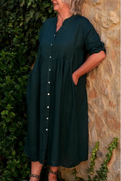Veste / Robe en lin longue pour femme grande taille - décontracté chic