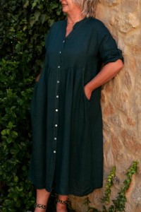 Veste / Robe en lin longue pour femme grande taille - décontracté chic