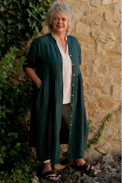Veste / Robe en lin longue pour femme grande taille - décontracté chic