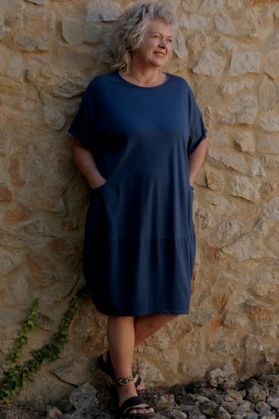 Robe coton grande taille Delphine Bleu marine