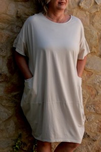 Robe coton grande taille Delphine Beige