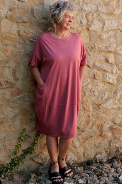 Robe coton grande taille Delphine Rose punch