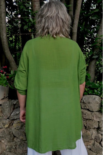 Chemise grande taille, manches, couleur lumineuse