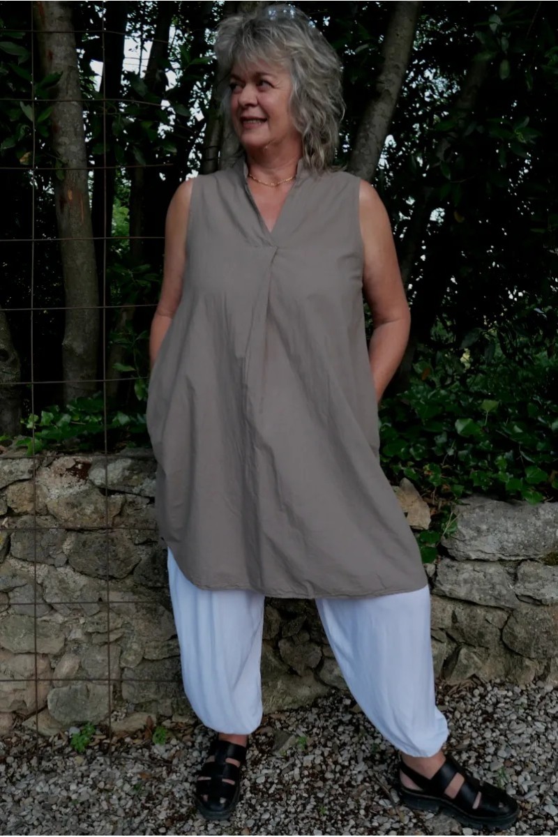 Robe coton Josephine Taupe