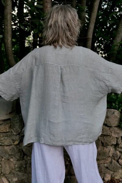 Chemise lin femme grande taille, pince structurante dans le dos