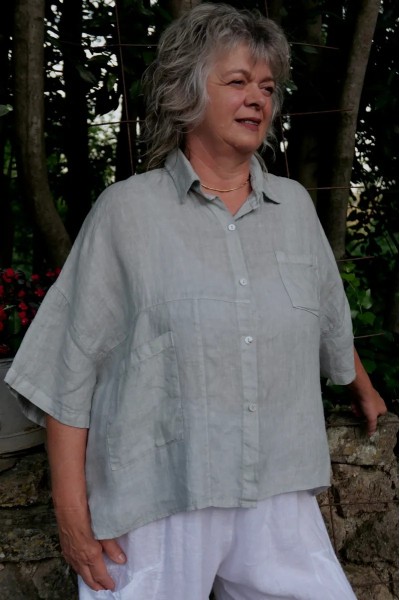 Chemise déstructurée, manches courtes, originale, légère et grande taille