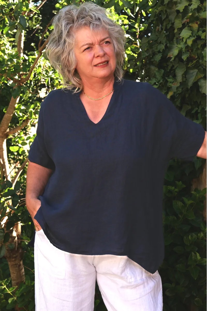 Top lin Léandre bleu marine