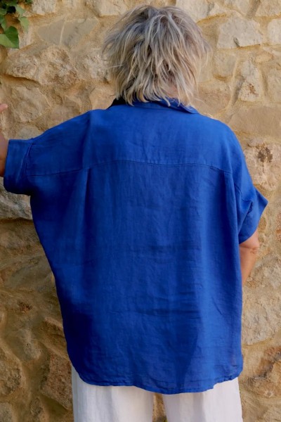Chemise lin femme grande taille, deux pinces structurantes