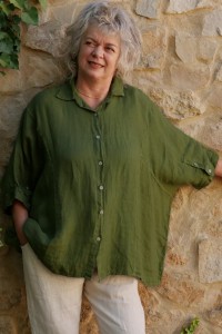 Chemise lin Edith over size vert alpin