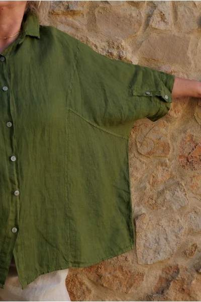 Chemise coupe ample, large, lin naturel et confortable