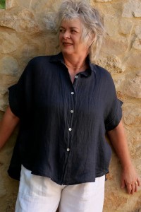 Chemise lin Anna Bleu marine