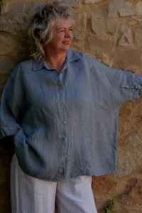 Chemise lin Edith over size Gris bleuet