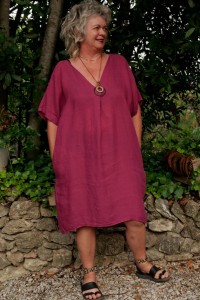 Robe lin femme grande taille, poches pratiques et manches courtes