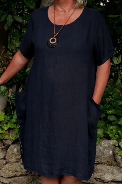 Robe lin confortable, ample & fluide - femme grande taille