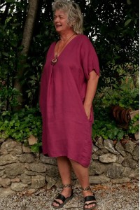Robe lin Prune cerise