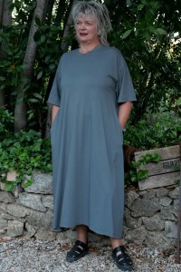 Robe longue coton femme grande taille, col rond intemporel